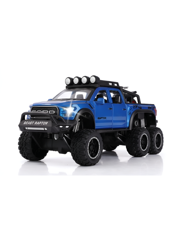 Ford Raptor F150 Metal Model 6X6 Diecast - Blue Scale 1:24 LMI14223 - Free Car Inside.