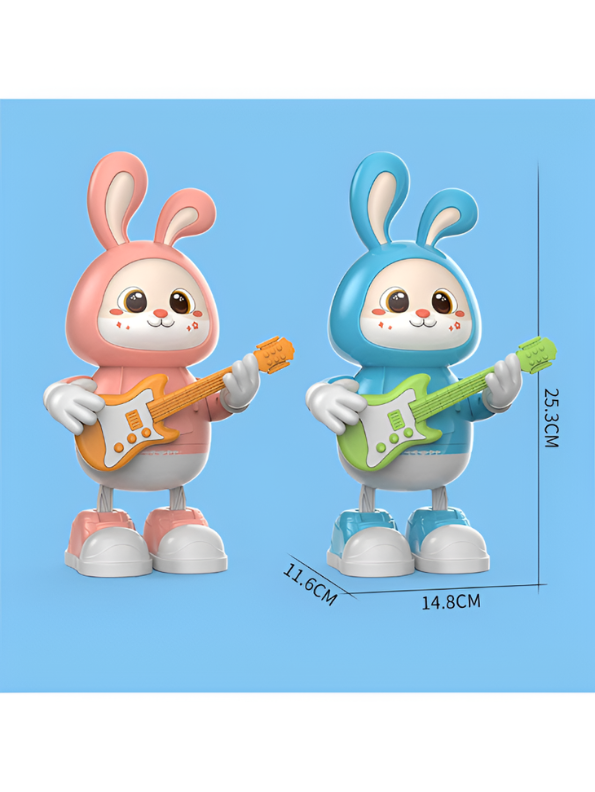Dancing Rabbit Guitarist Toy with Music and Lights – Interactive Musical Bunny Robot Toy for Toddlers, Battery Operated Walking & Singing Toy for Kids Aged 3+ LMI11196