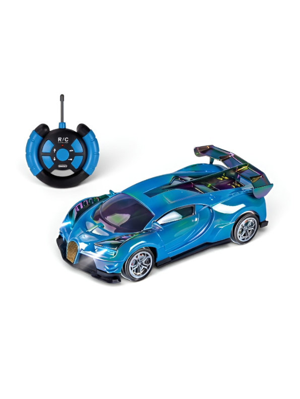 Bugatti Remote Control Car with LED Headlights – High-Speed RC Toy Car with Rechargeable Li-Ion Battery & Steering Wheel Remote, Gloss UV Finish Iridescent Blue Racing Car for Kids & Adults LMI16770