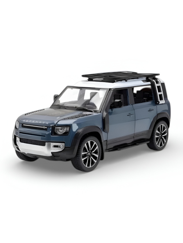 Blue Land Rover Defender Diecast Model Car – 1:24 Scale Premium Metal Off-Road SUV Toy with Realistic Lights & Sound Effects LMI16545
