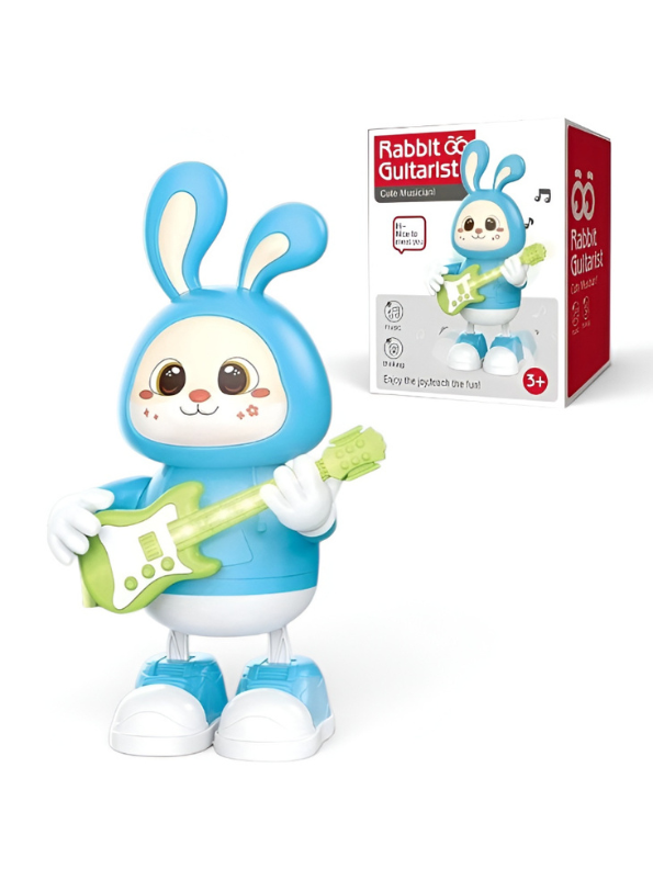Dancing Rabbit Guitarist Toy with Music and Lights – Interactive Musical Bunny Robot Toy for Toddlers, Battery Operated Walking & Singing Toy for Kids Aged 3+ LMI11196