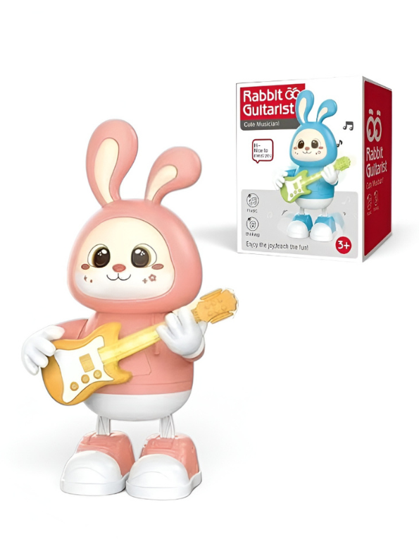 Dancing Rabbit Guitarist Toy with Music and Lights – Interactive Musical Bunny Robot Toy for Toddlers, Battery Operated Walking & Singing Toy for Kids Aged 3+ LMI11196