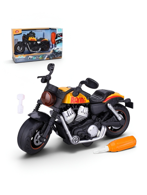 DIY Take-Apart Cruiser Motorcycle Toy – Build-Your-Own Friction Powered Superbike Kit with Screwdriver NX16720.