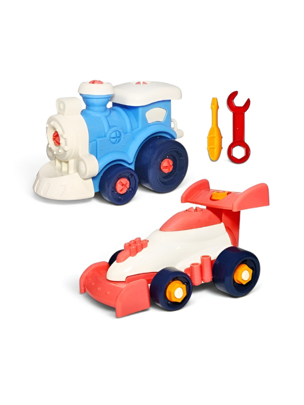 DIY Take Apart Toy Vehicles – Steam Train and Racing Car Construction Set LMI14865.