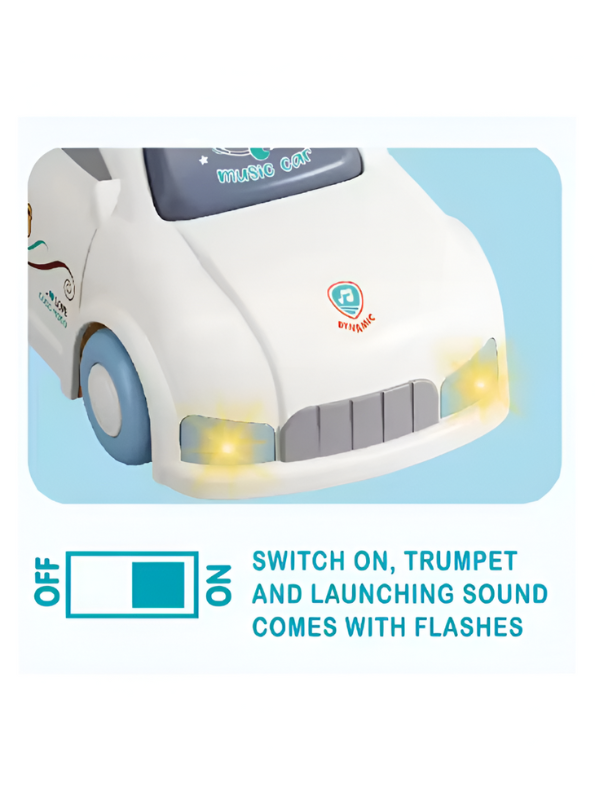 Musical Toy Car Keys for Babies and Toddlers - Interactive Smart Remote Keychain with Sounds, Lights, and Textured Teethers - Sensory Learning Toy Set (Blue & White) NX13784