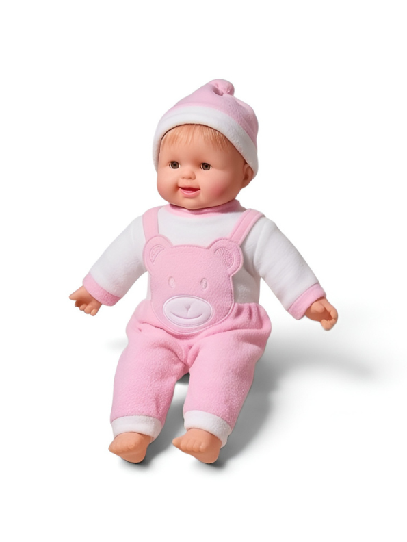 Realistic Baby Doll with Soft Body – Newborn Toy Doll in Pink Bear Romper Outfit and Hat LMI7956