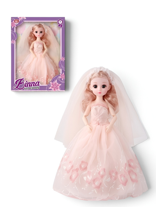 Bridal Doll – Luxury Pink Wedding Dress Dress-Up Toy for Kids LMI13884
