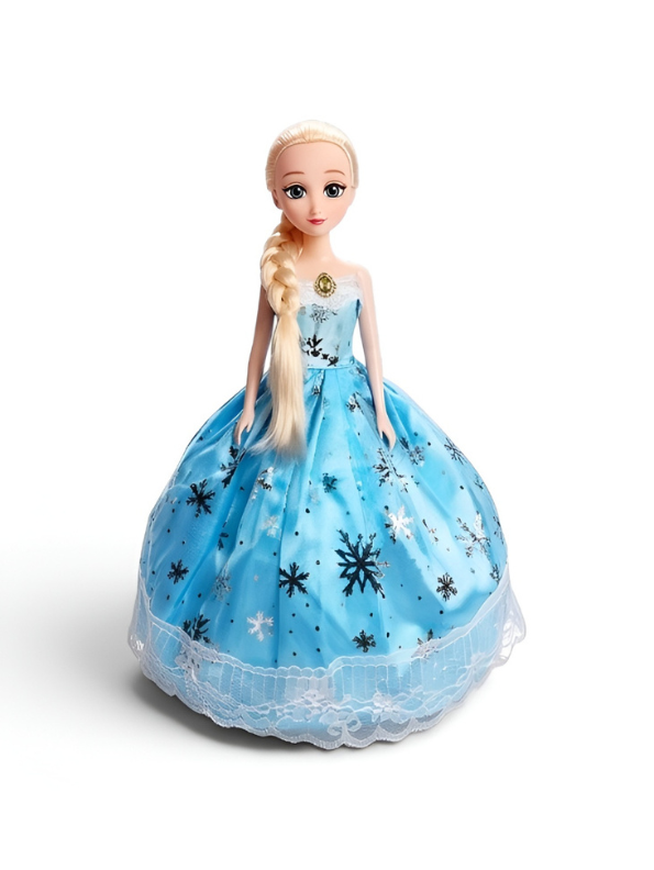 Frozen-Inspired Ice Queen Doll - Blue Ballgown with Silver Snowflakes & Blonde Hair Braid LMI14634