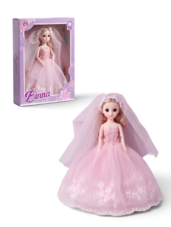 Bridal Doll – Luxury Pink Wedding Dress Dress-Up Toy for Kids LMI13884