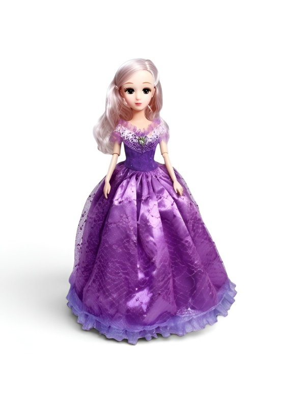 Princess Doll in Purple Lace Gown – Articulated Fashion Doll with Light Purple Hair LMI14634