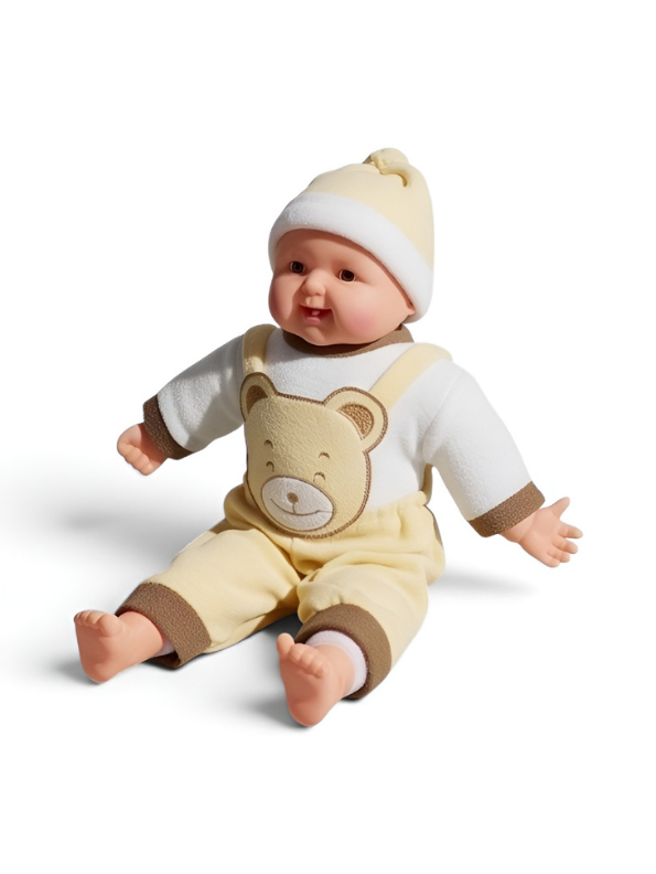 Realistic Baby Doll with Soft Body – Newborn Toy Doll in Yellow Bear Romper Outfit and Hat LMI7956