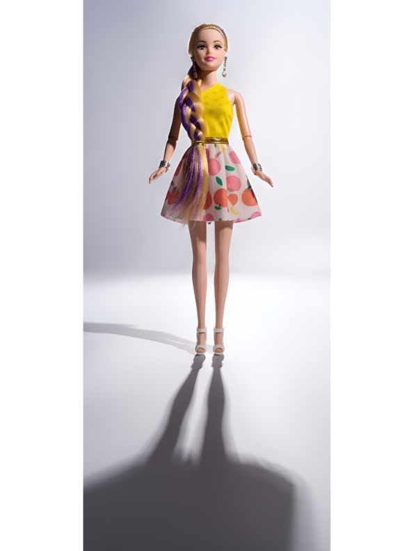 Fashion Doll Playset with Long Purple Braid Hair,Pairs Shoes & Styling Comb Accessories, Dress-Up Toy Gift for Kids LMI10084