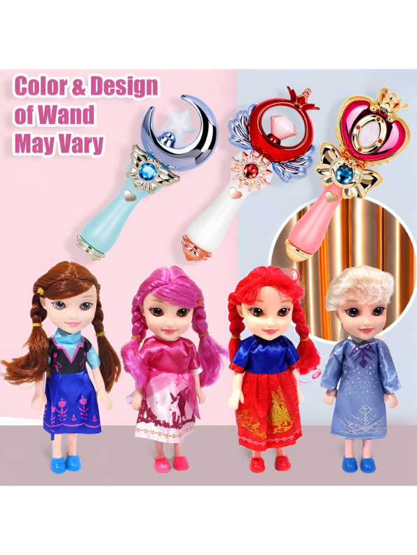 Magical Princess Doll Set with Musical Light-Up Wand | Fairy Tale Pretend Play Toy for Girls, Pink Hair Doll | Best Gift for Kids Ages 3+ LMI13756