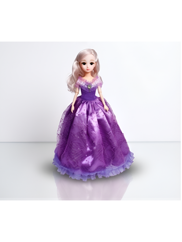 Princess Doll in Purple Lace Gown – Articulated Fashion Doll with Light Purple Hair LMI14634