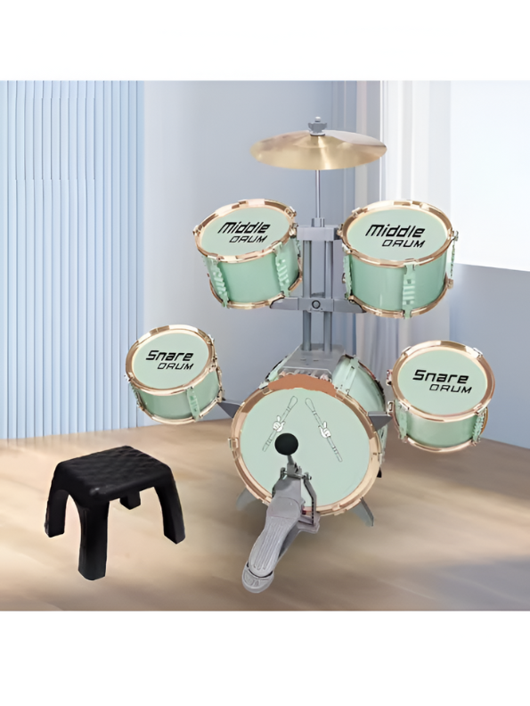 Kids Jazz Drum Set Toy – 5 Drums Musical Instrument Kit for Boys & Girls – Early Learning Educational Toy Gift for Ages 3+ – Includes Throne, Pedal, and Cymbal LMI14070