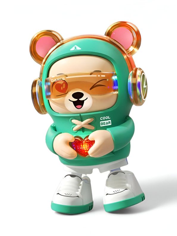 Green - Dancing Bear Musical Toy for Kids – Singing & Walking Electric Bear with Music, LED Lights & Cute Animal Design - LMI14641.