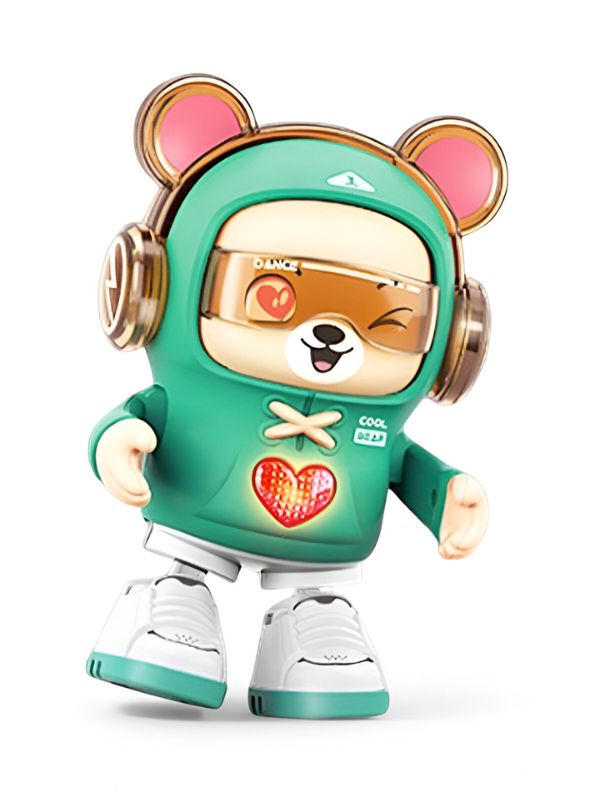 Green - Dancing Bear Musical Toy for Kids – Singing & Walking Electric Bear with Music, LED Lights & Cute Animal Design - LMI14641.