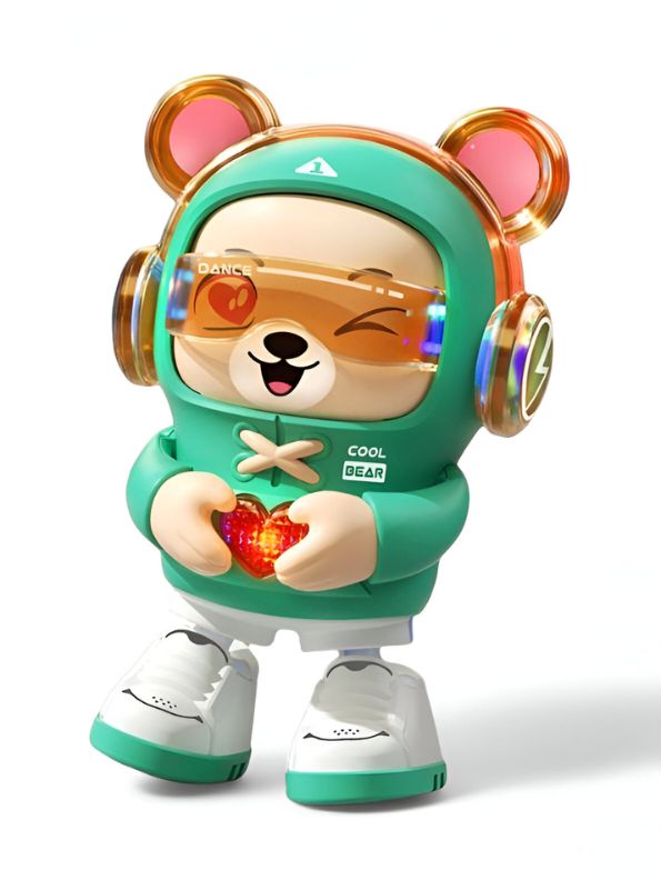 Green - Dancing Bear Musical Toy for Kids – Singing & Walking Electric Bear with Music, LED Lights & Cute Animal Design - LMI14641.