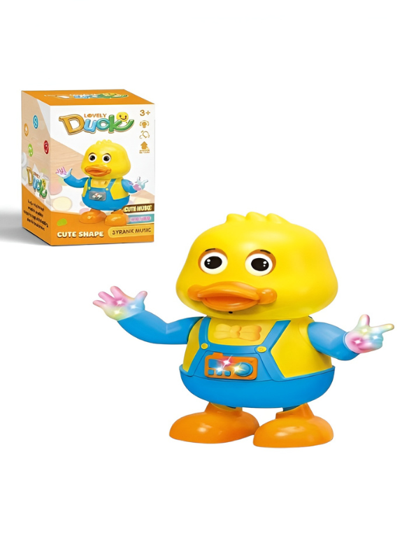 Dancing Duck Toy with Flashing LED Lights and Music – Interactive Musical Walking Toy for Toddlers, Yellow/ Blue TV7088