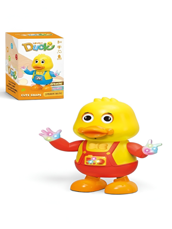 Dancing Duck Toy with Flashing LED Lights and Music – Interactive Musical Walking Toy for Toddlers, Yellow/ Red TV7088