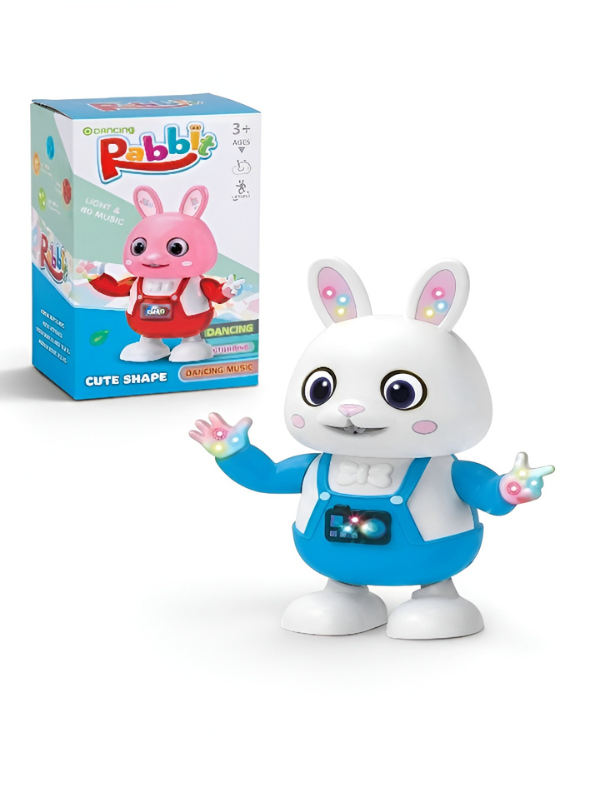 Dancing Rabbit Toy with Blue Colorful LED Lights and Musical Sounds for Toddlers – Interactive Musical Walking Bunny Robot Toy for Kids Ages 3+ TV7190