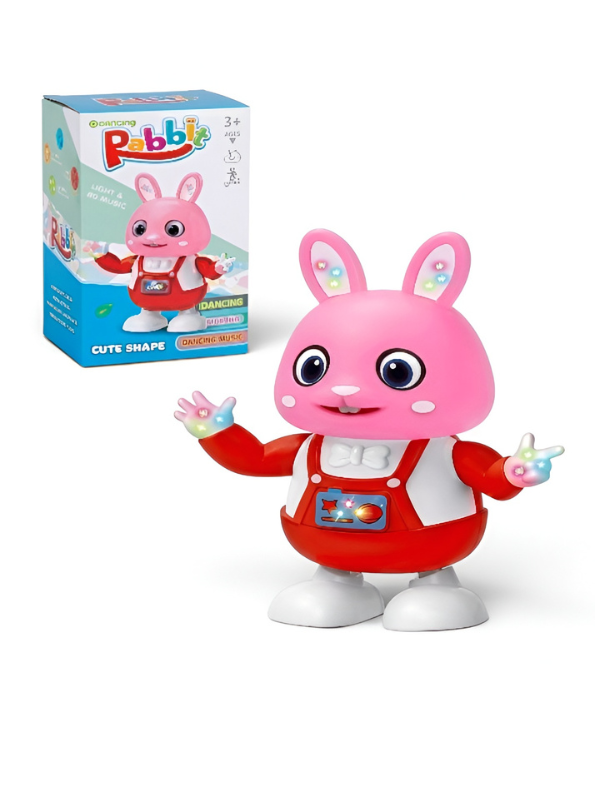 Dancing Rabbit Toy with Red Colorful LED Lights and Musical Sounds for Toddlers – Interactive Musical Walking Bunny Robot Toy for Kids Ages 3+ TV7190