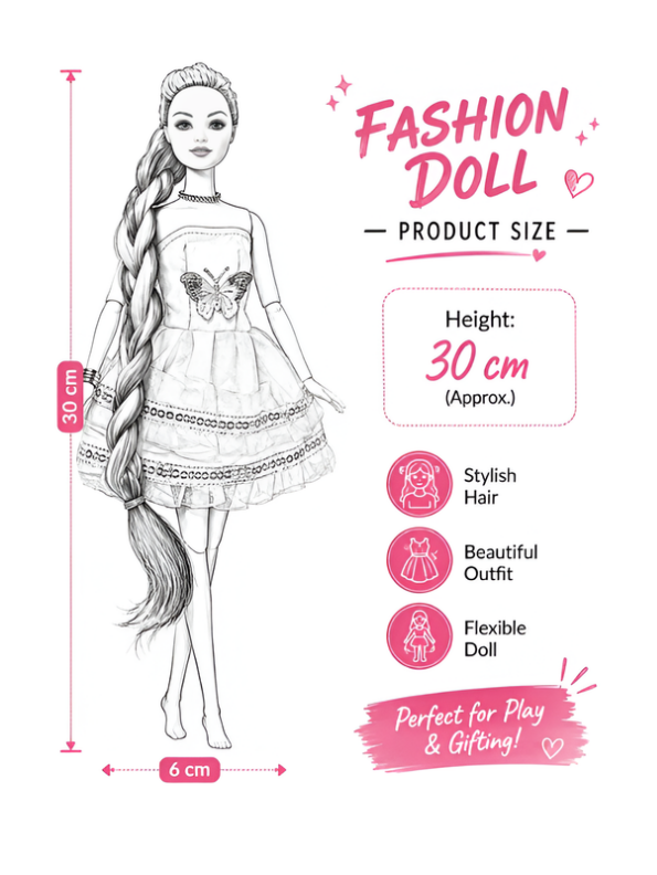 Dazzling Girl Fashion Doll Set with Hair Accessories & Shoe Collection LMI10084
