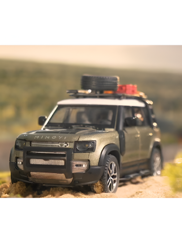 Defender Diecast Car 1:22 Scale with Roof Rack Accessories – Detailed Metal Model SUV Silver TV139.