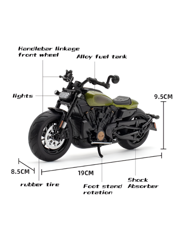 Diecast Bike Metal - Green - TV – With Acrylic Display Box.