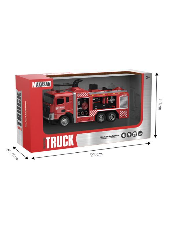 Diecast Fire Truck Toy with Lights, Sounds, and Functional Water Spray Cannon – Simulated Rescue Vehicle TV7175