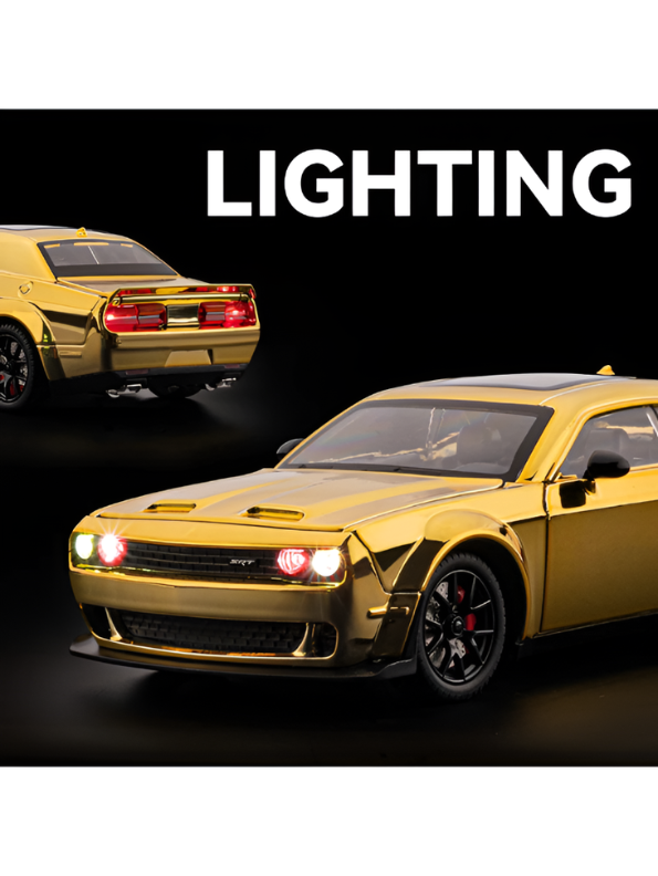 Dodge Challenger SRT Hellcat Model Car 1:24 Scale – Iridescent Gold Paint Finish | Diecast Collectible Muscle Car Replica TV6479