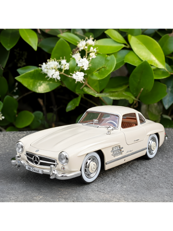 Mercedes-Benz 300 SL Gullwing 1:22 Scale Diecast Model Car – Cream Edition Collectible Replica TV6611