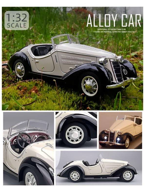 1936 Wanderer W25K Roadster Diecast Model 1:32 Scale – White Vintage Audi Classic CRA Collectible Car TV2674