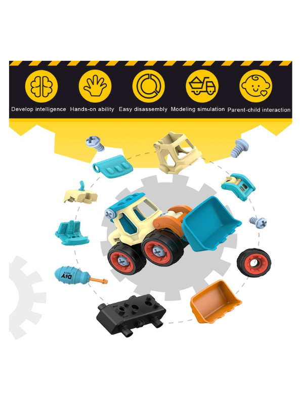 Dig & Roll Set – Road Roller & Excavator Combo Toy with Screwdriver for Kids LMI11038.