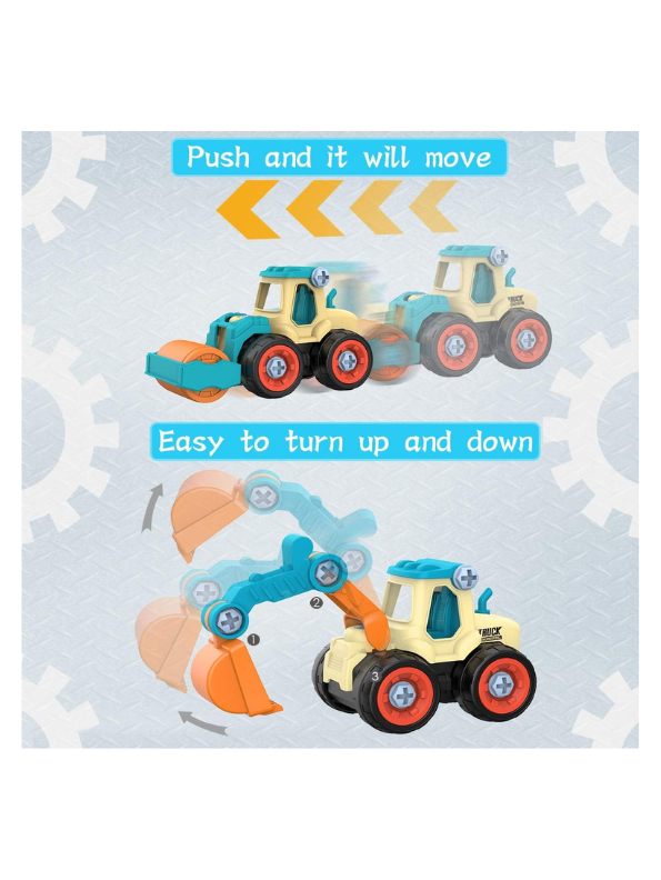 Dig & Roll Set – Road Roller & Excavator Combo Toy with Screwdriver for Kids LMI11038.