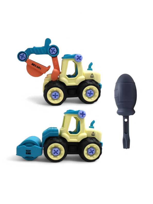 Dig & Roll Set – Road Roller & Excavator Combo Toy with Screwdriver for Kids LMI11038.