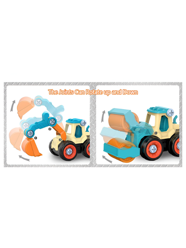 Dig & Roll Set – Road Roller & Excavator Combo Toy with Screwdriver for Kids LMI11038.