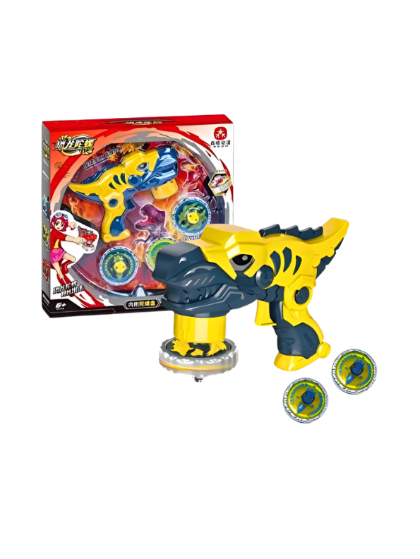 Dino-Blaster 2-in-1 T-Rex Beyblade Spinning Top Launcher Set with