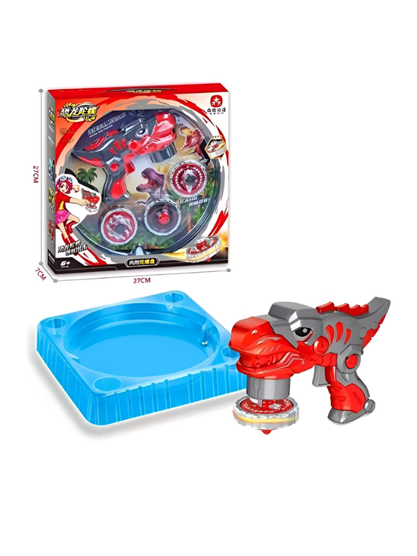 Dino-Blaster 2-in-1 T-Rex Beyblade Spinning Top Launcher Set with 3 Battle Gyros NX16550.