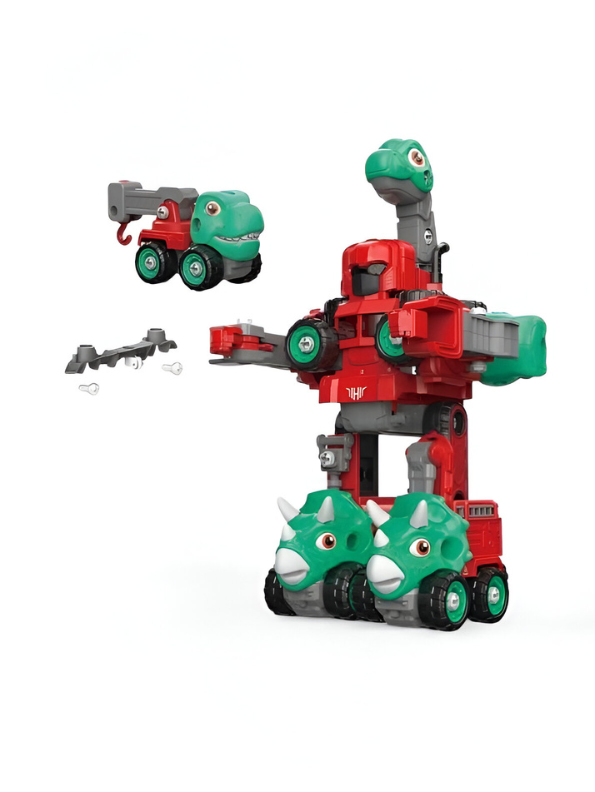 Dino Robot Car – 5-in-1 Car Toy – Dinosaur Car, Robot & Lego Puzzle Assembly Set for Kids LMI-LM911-A.