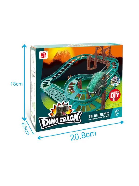 DinoTrack – Dinosaur Racing Track Playset for Kids | Interactive Electric Car Toy with Loops & Adventure Tracks LMI13330.