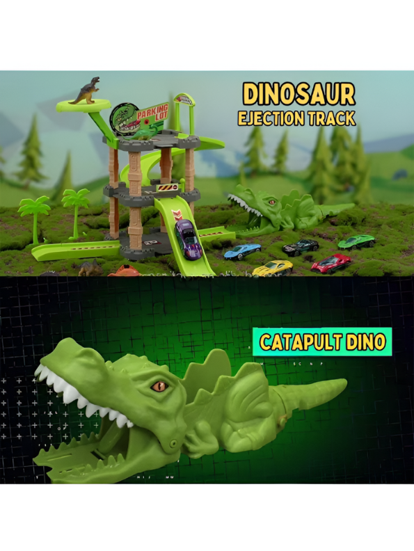 Dinosaur Race Track Toy Set with Parking Garage & Launcher TV2074.