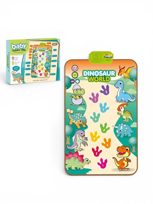 Dinosaur World Musical Play Mat – Piano Dance Mat with 9 Piano Keys, 8 Dinosaur Sound Effects, Touch & Step Educational Music Toy LMI15319.