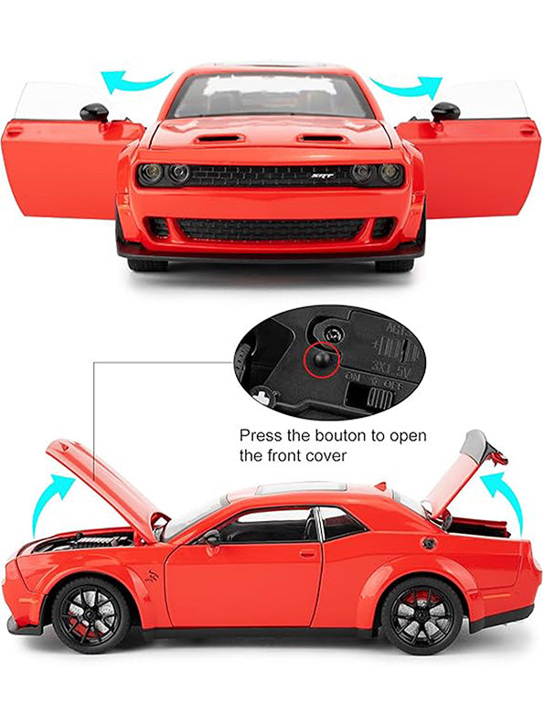 Dodge Challenger Hellcat Diecast Metal Model – Red - Scale 1:24