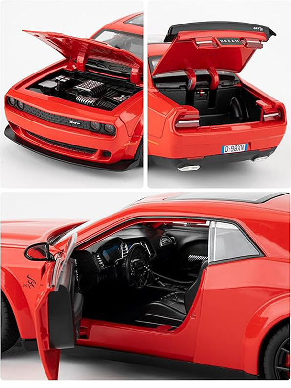 Dodge Challenger Hellcat Diecast Metal Model – Red - Scale 1:24