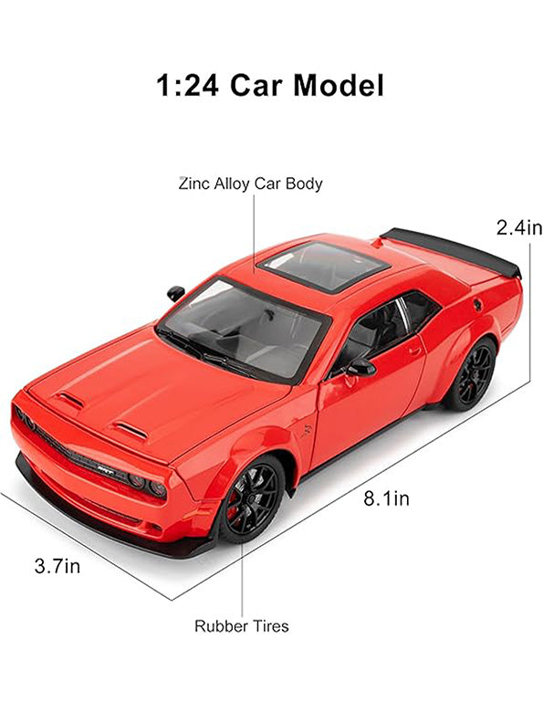 Dodge Challenger Hellcat Diecast Metal Model – Red - Scale 1:24