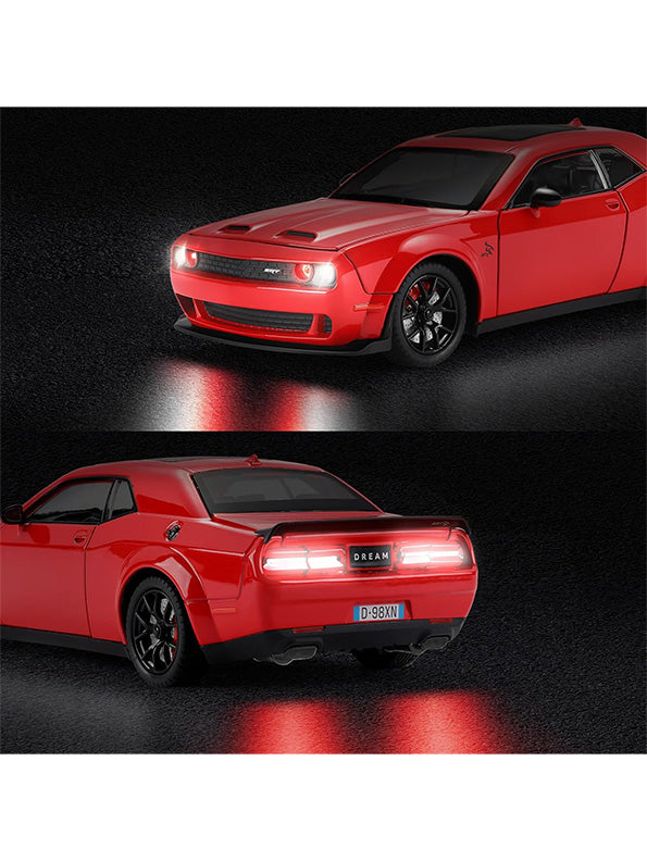 Dodge Challenger Hellcat Diecast Metal Model – Red - Scale 1:24