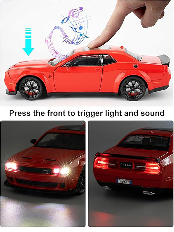 Dodge Challenger Hellcat Diecast Metal Model – Red - Scale 1:24