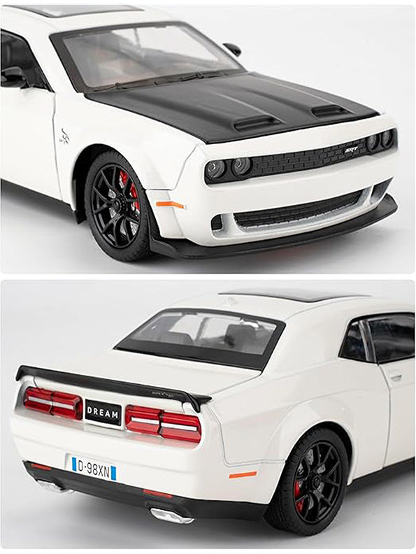 Dodge Challenger Hellcat Diecast Metal Model – White - Scale 1:24