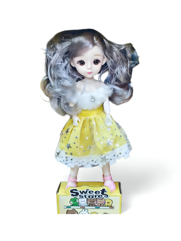 Yellow - Doll Supermarket Playset – Fashion Barbie Inspired Doll with Supermarket Playset, Fruits, Utensils & Mini Fridge | Gift Toy for Girls | LMI13640.
